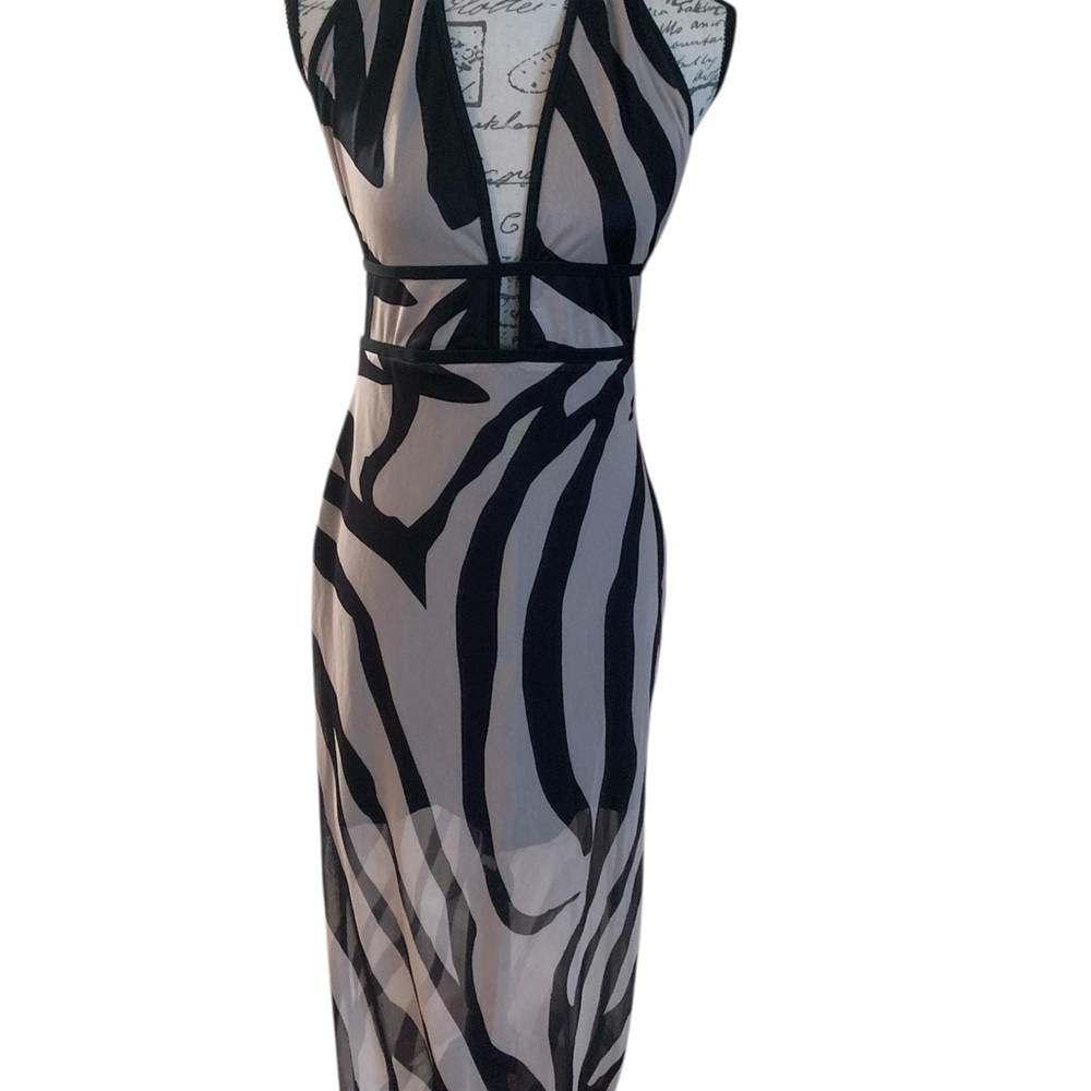Animal Print Halter Maxi Dress with Open Back & Built-In Mini Skirt